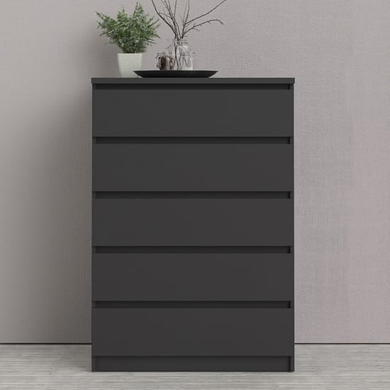 Nakou Wooden Chest Of 5 Drawers In Matt Black