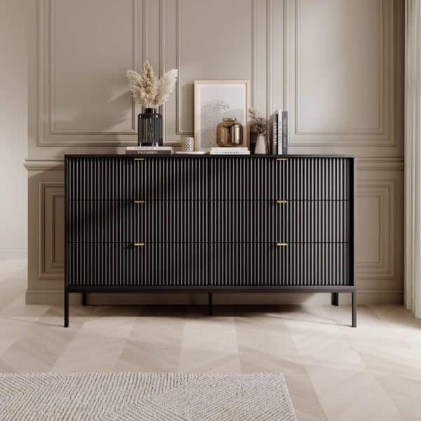 Napa Wooden Chest Of 6 Drawers In Matt Black | Bed Sava