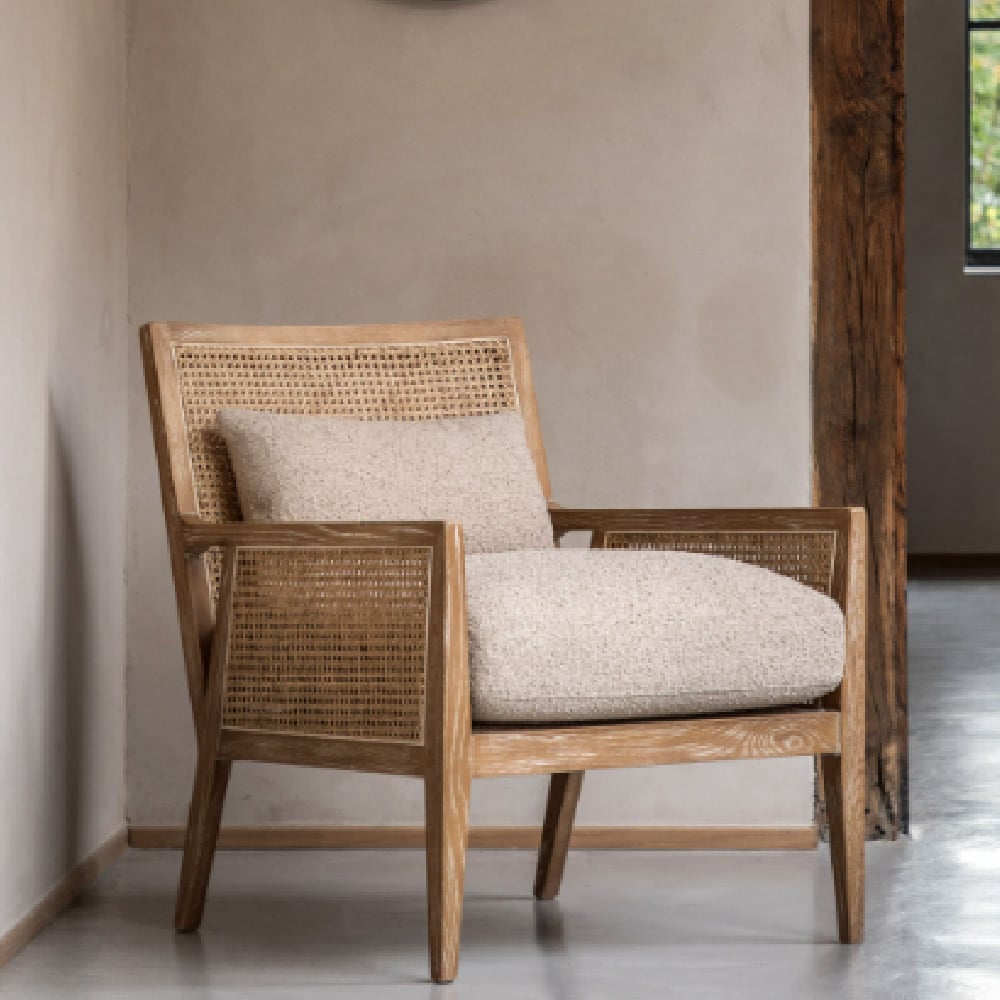 Naperville Rattan Armchair With Cushion In Natural