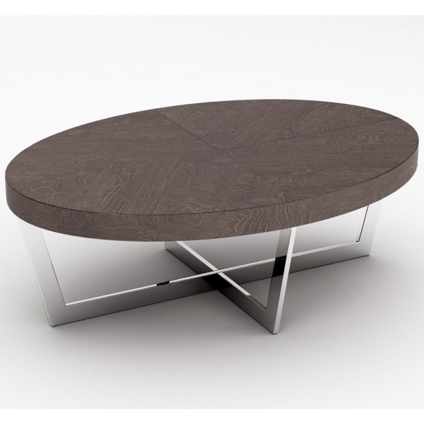 Napoli High Gloss Oval Coffee Table With Steel Base In Acorn | Bed Sava