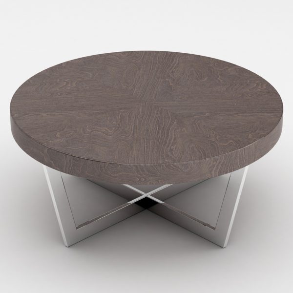 Napoli High Gloss Round Coffee Table With Steel Base In Acorn | Bed Sava