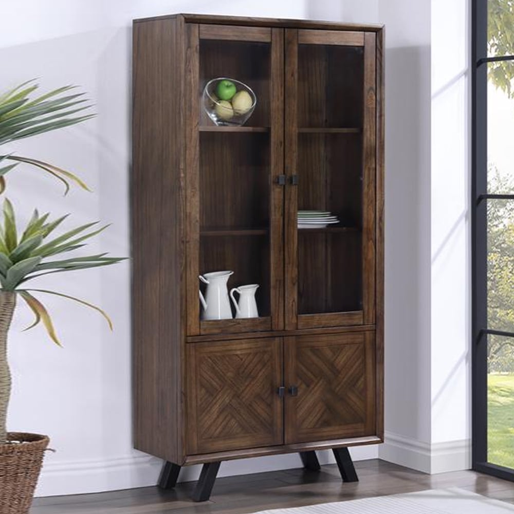 Narva Wooden Display Cabinet With 4 Doors In Walnut