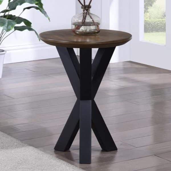 Narva Wooden Round Lamp Table In Walnut | Bed Sava