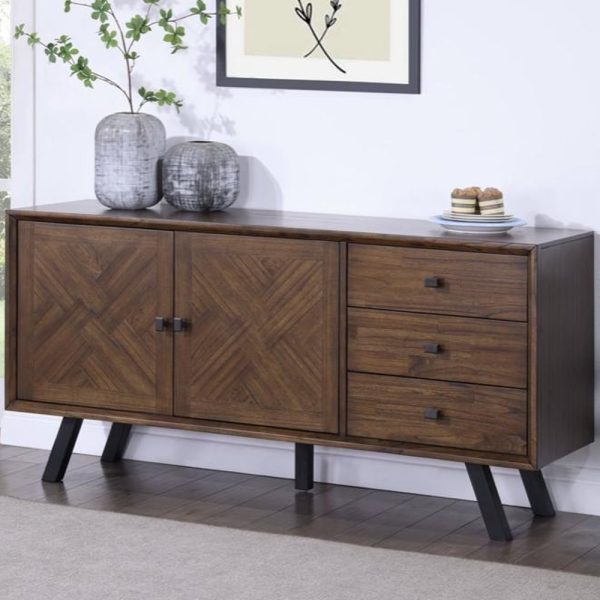 Narva Wooden Sideboard With 2 Doors 3 Drawers In Walnut | Bed Sava