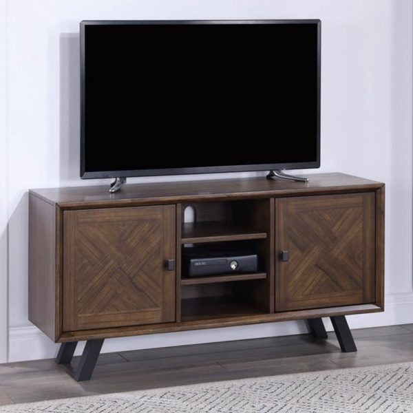 Narva Wooden Straight TV Stand With 2 Doors In Walnut | Bed Sava