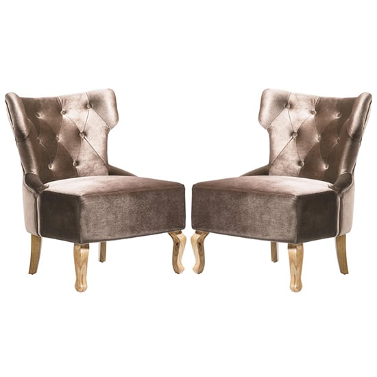 Narvel Beige Velvet Dining Chairs With Wooden Legs In Pair