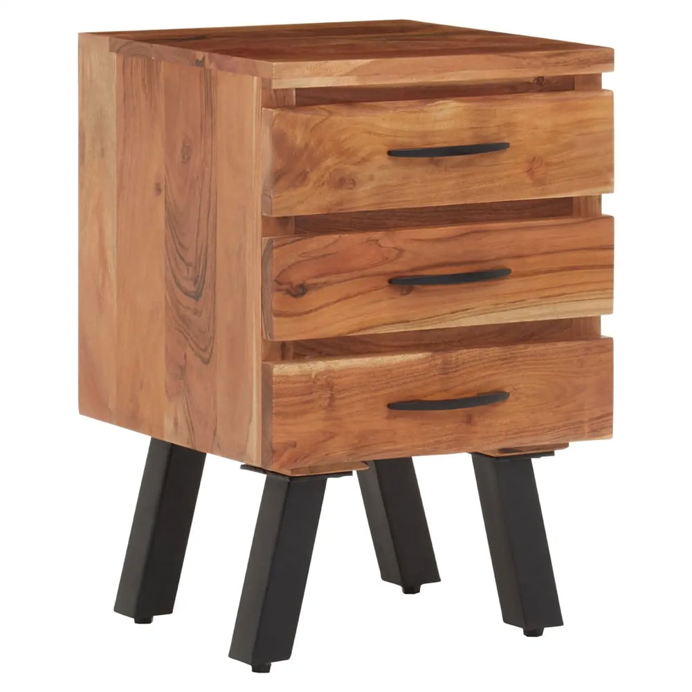Nashua Wooden Side Table With 3 Drawers In Natural