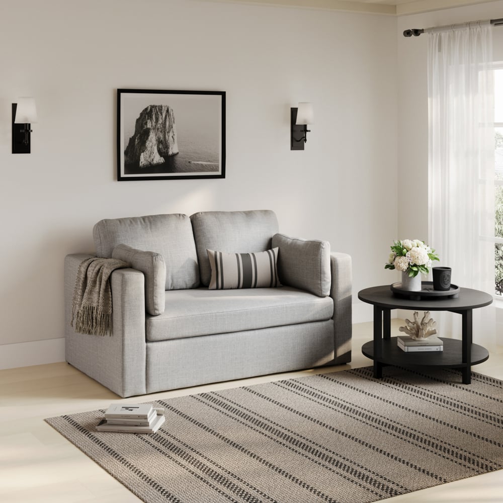 Nashville Linen Fabric 2 Seater Sofa In Light Grey