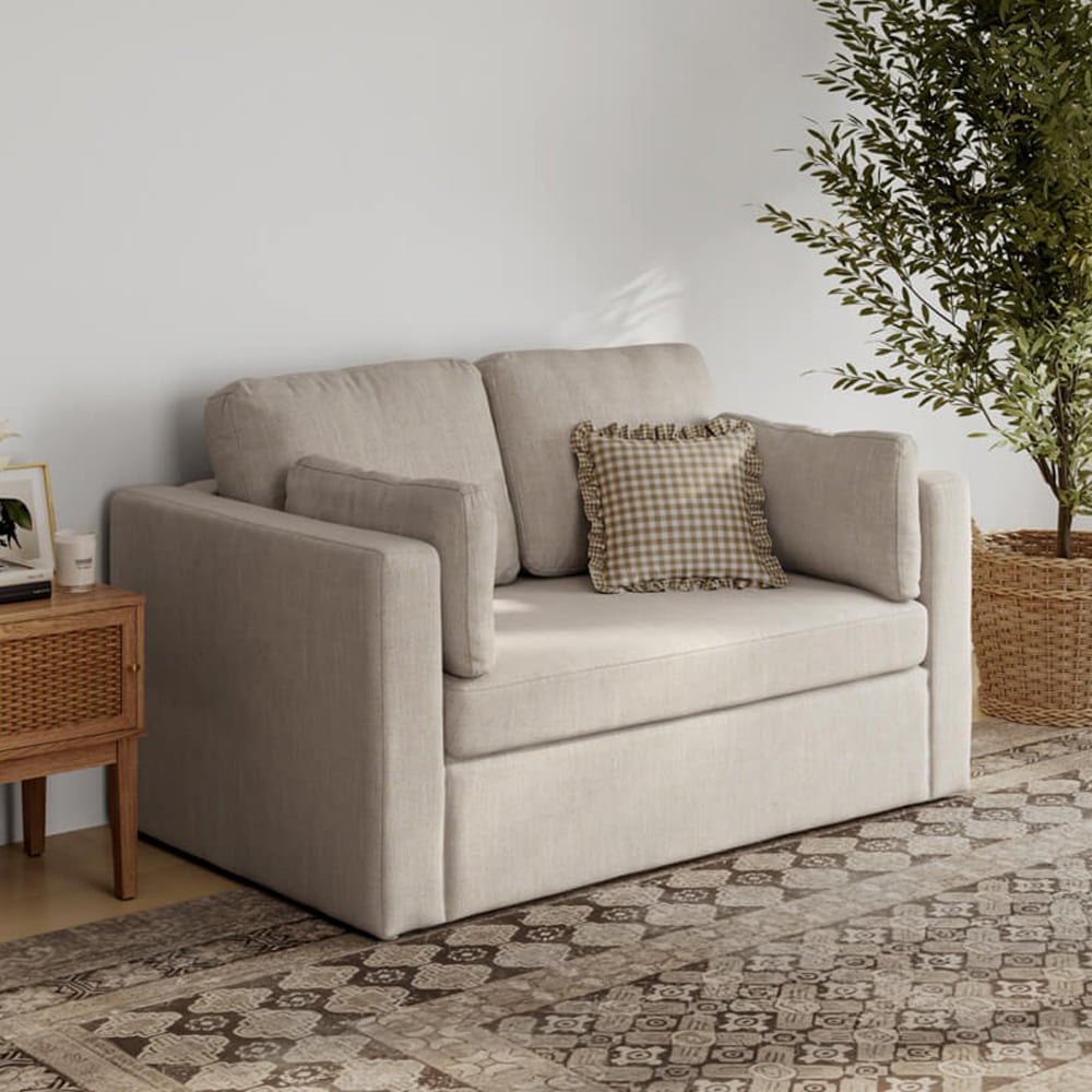 Nashville Linen Fabric 2 Seater Sofa In Stone