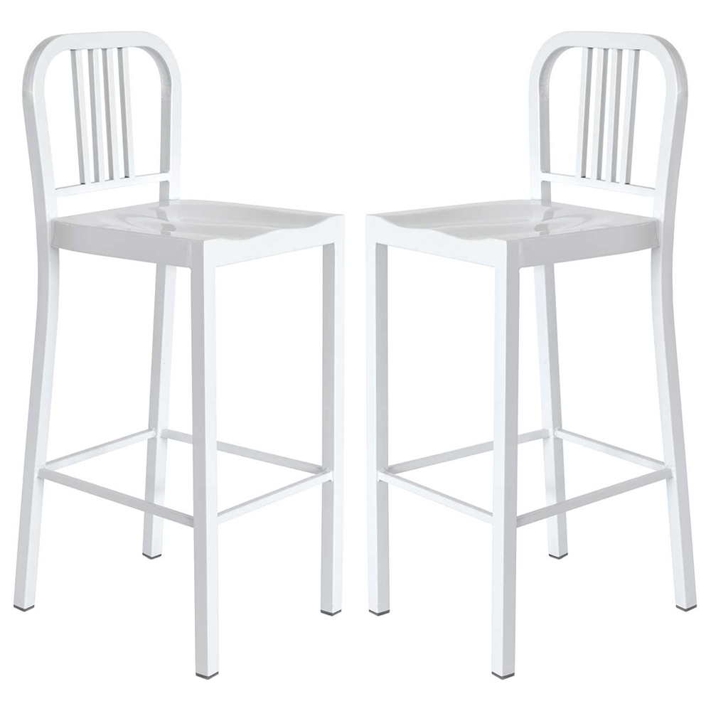 Nashville White Metal Bar Stools In Pair