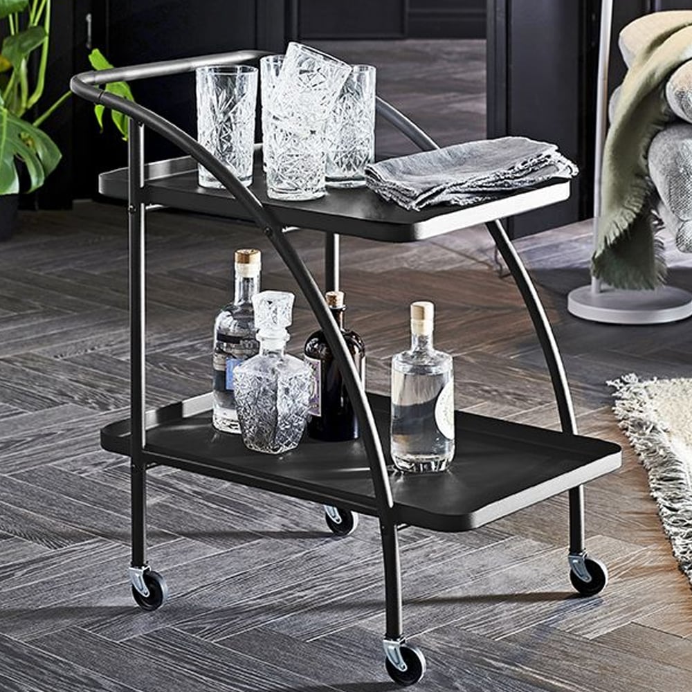 Natchez Metal Drinks Serving Trolley In Black