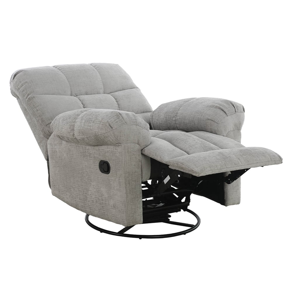 Nelson Glider Swivel Fabric Recliner Chair In Grey