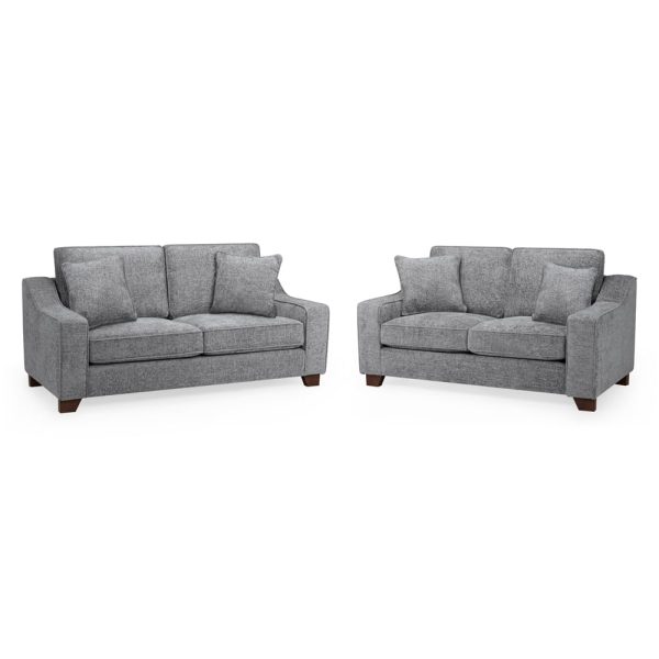 Nepean Fabric 3+2 Seater Sofa Set In Slate | Bed Sava
