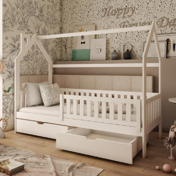 Nepean Wooden Day Bed With Foam Mattress In Matt White | Bed Sava