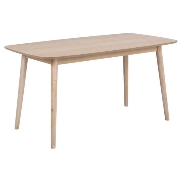 Nephi Wooden Rectangular Dining Table In White Oak | Bed Sava