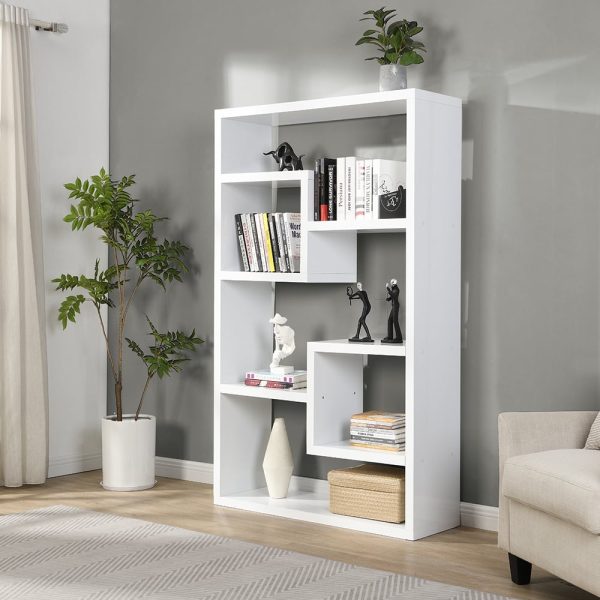 Escala Wide High Gloss Display Shelving Unit In White | Bed Sava