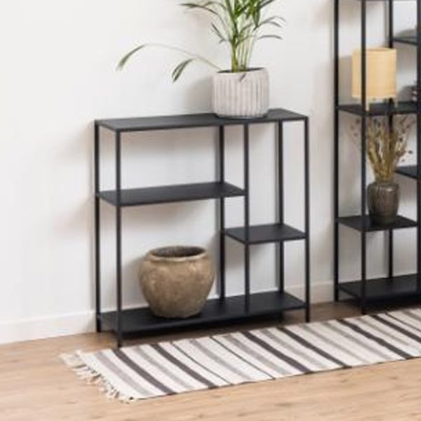 Newberry Metal Bookcase With 3 Shelves In Matt Black | Bed Sava