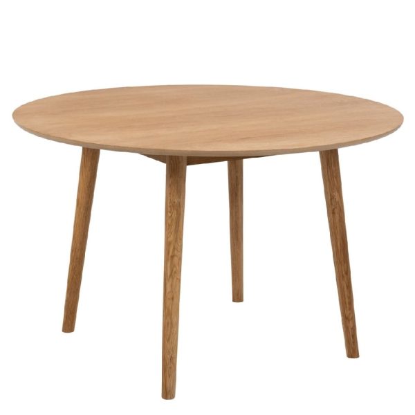 Newhall Wooden Round Dining Table in Oak | Bed Sava