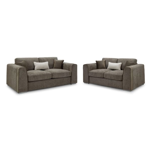 Newnan Fabric 3+2 Seater Sofa Set In Mocha | Bed Sava