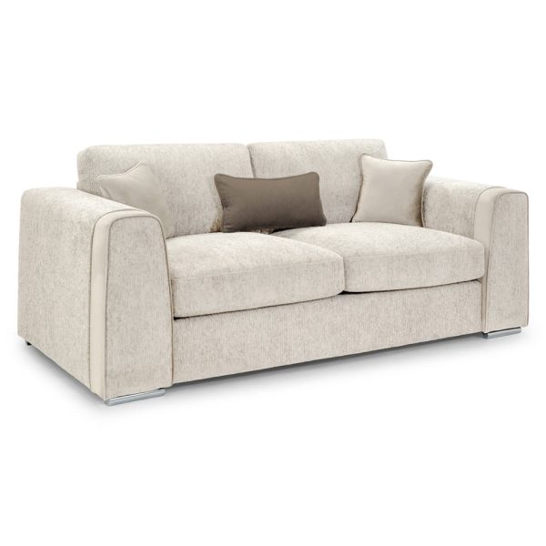 Newnan Fabric 3 Seater Sofa In Beige | Bed Sava