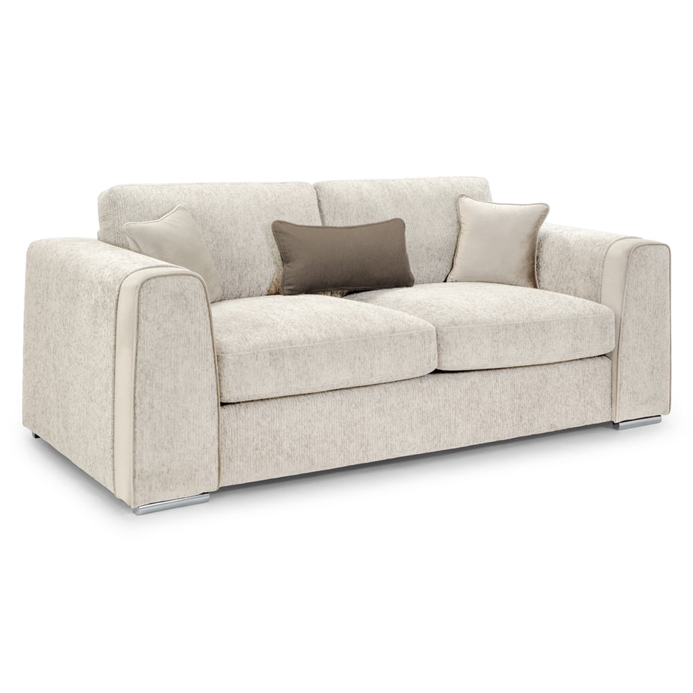 Newnan Fabric 3 Seater Sofa In Beige