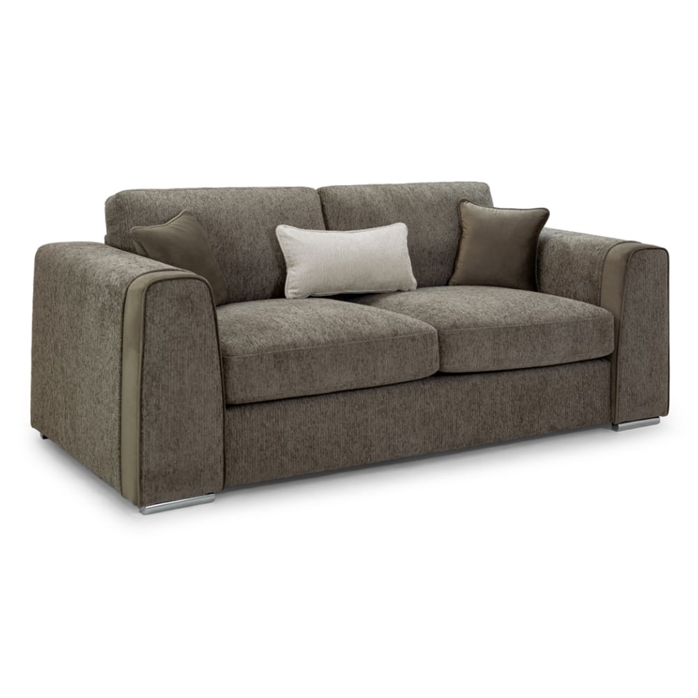 Newnan Fabric 3 Seater Sofa In Mocha