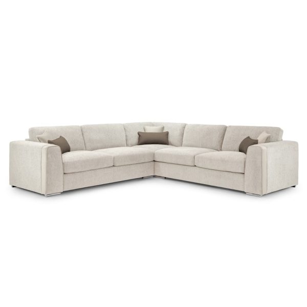 Newnan Fabric Corner Sofa In Beige | Bed Sava