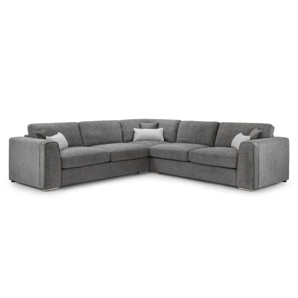 Newnan Fabric Corner Sofa In Grey | Bed Sava
