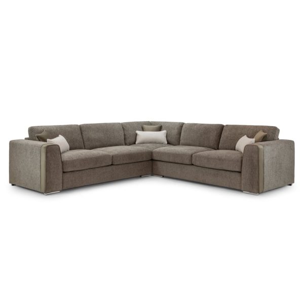 Newnan Fabric Corner Sofa In Mocha | Bed Sava