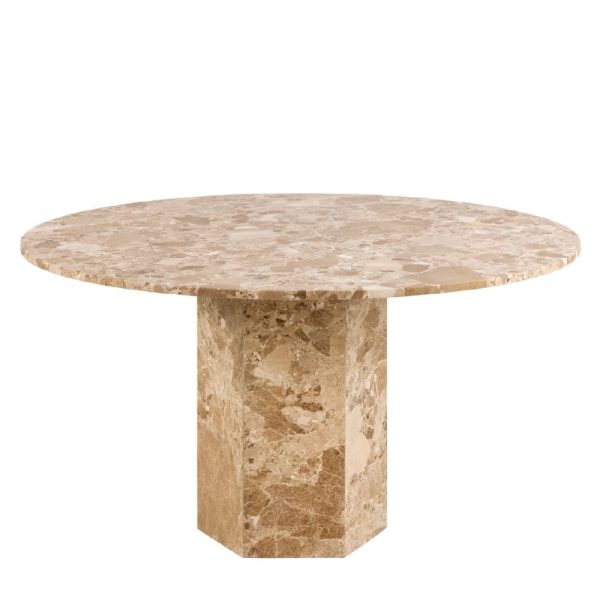 Newry Marble Stone Round Dining Table In Brown | Bed Sava