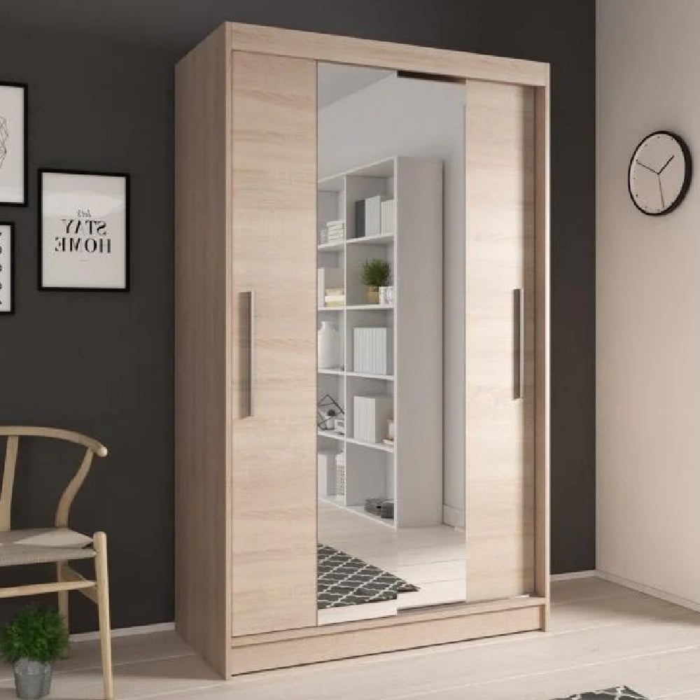 Nichols Wooden Wardrobe With 2 Sliding Doors In Sonoma Oak