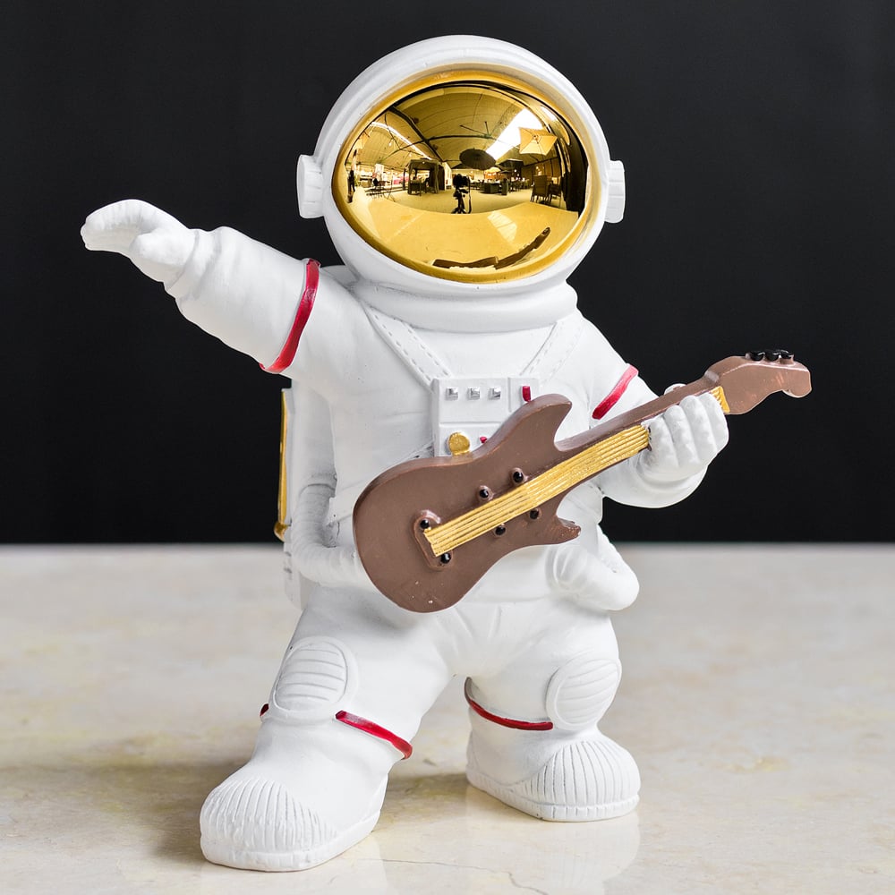 Nicolet Guitar Astronaut Sculpture In White And Gold