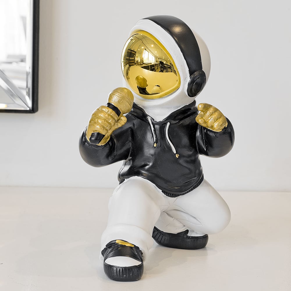 Nicolet Singer Astronaut Sculpture In Black White And Gold