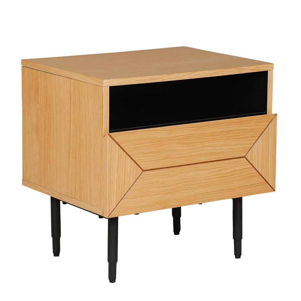 Niles Wooden Bedside Cabinet With 1 Drawer In Natural Oak
