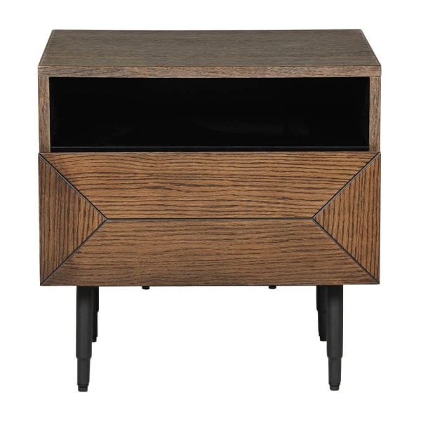 Niles Wooden Bedside Cabinet With 1 Drawer In Smoked Oak | Bed Sava