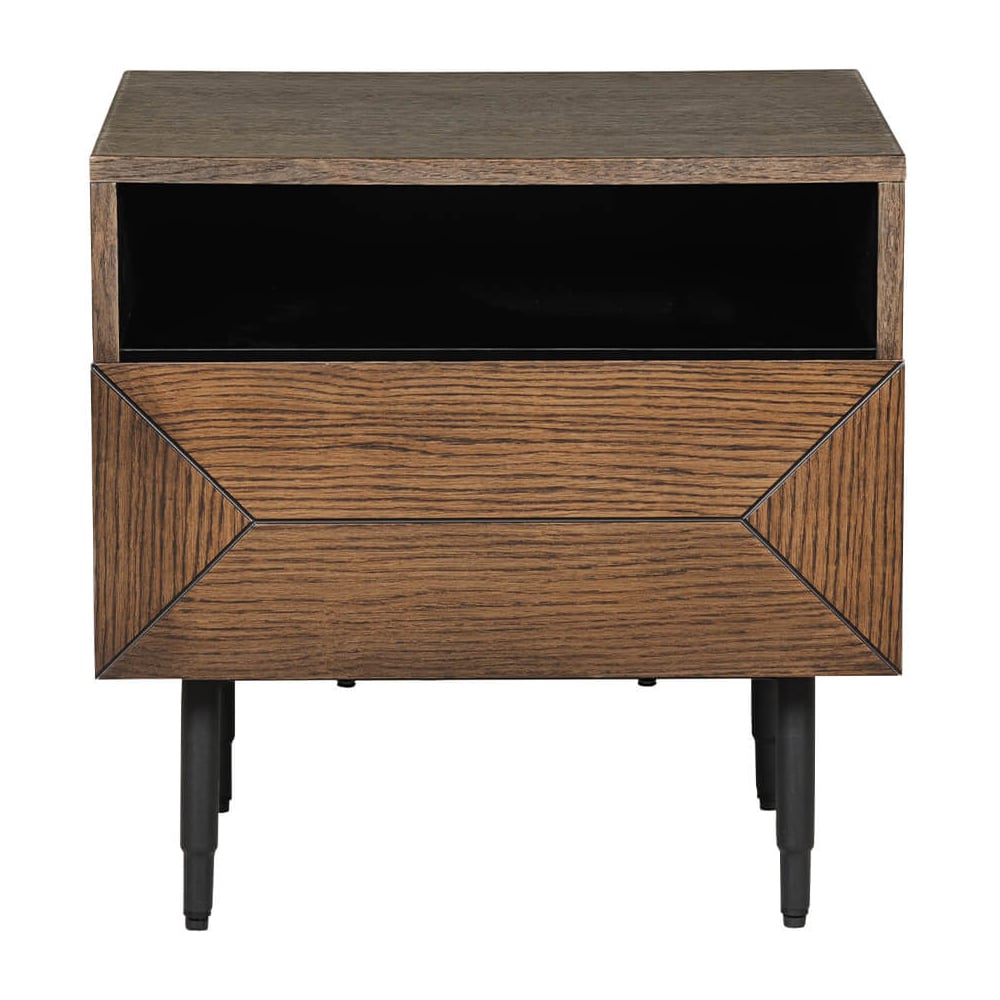 Niles Wooden Bedside Cabinet With 1 Drawer In Smoked Oak