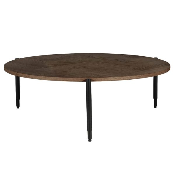Niles Wooden Coffee Table Round In Smoked Oak | Bed Sava
