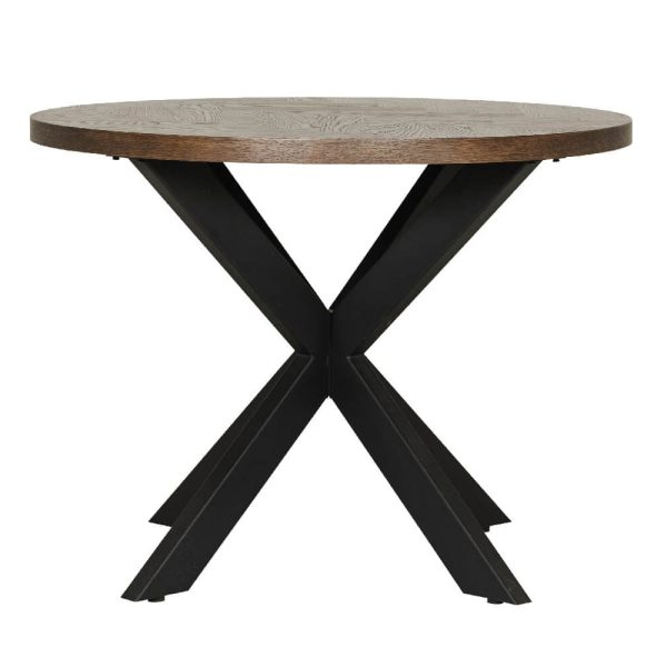 Niles Wooden Dining Table 1000mm Round In Smoked Oak | Bed Sava