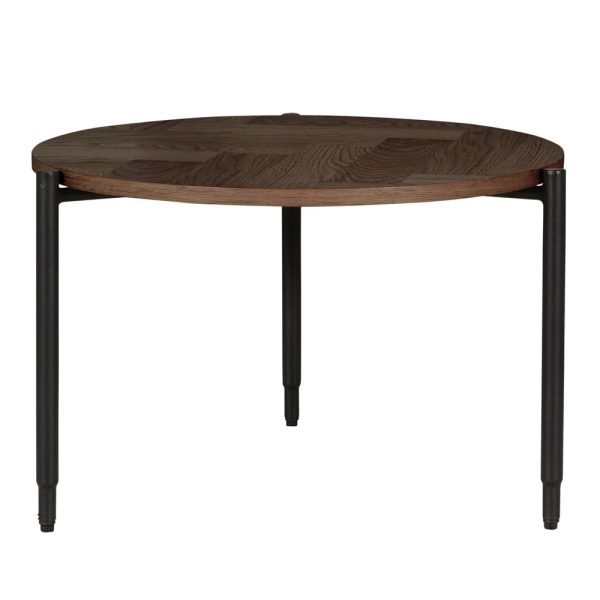 Niles Wooden Lamp Table Round In Smoked Oak | Bed Sava