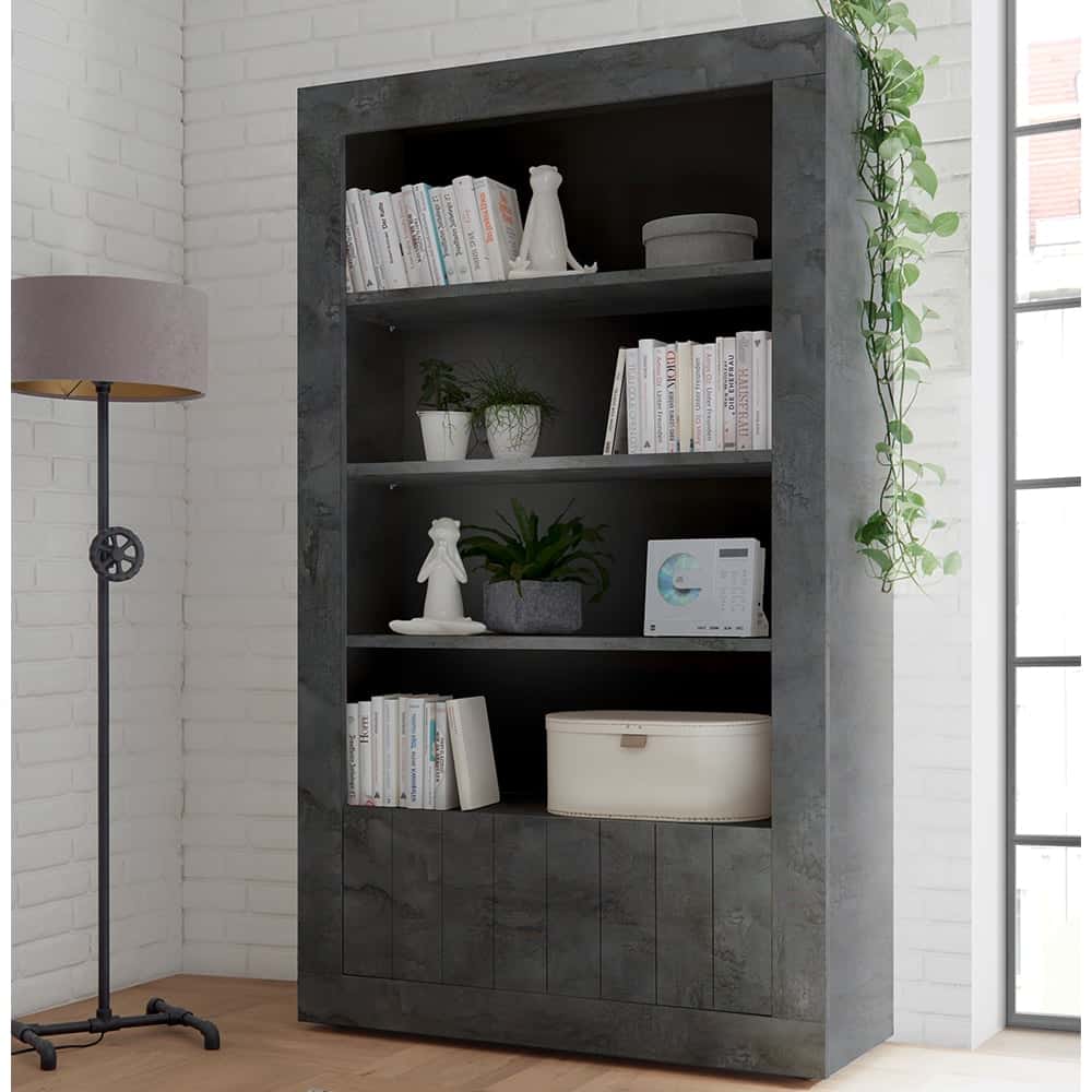 Nitro Wooden Bookcase With 2 Doors In Oxide