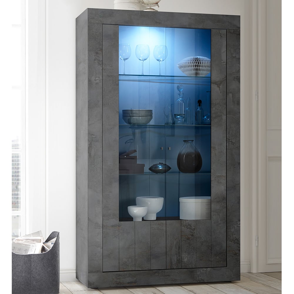 Nitro Wooden Display Cabinet With 2 Doors In Oxide And LED
