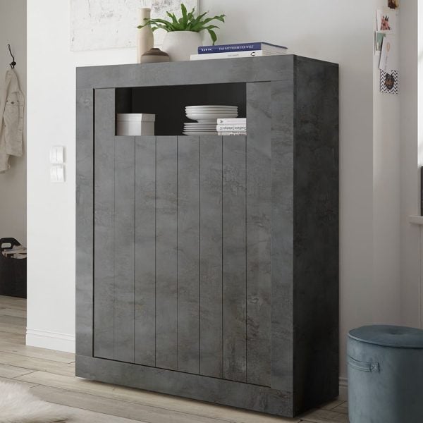 Nitro Wooden Highboard With 2 Doors In Oxide | Bed Sava