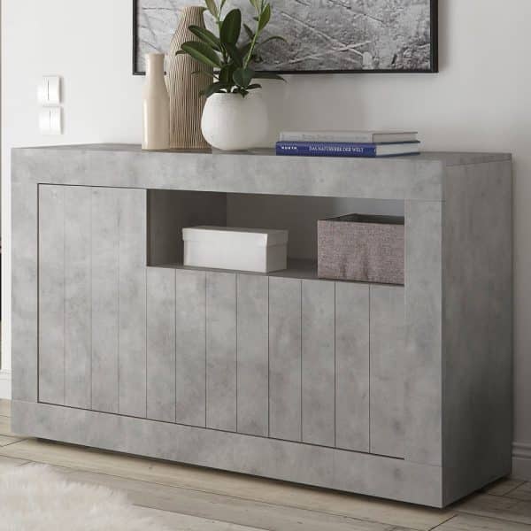 Nitro Wooden Sideboard With 3 Doors In Cement | Bed Sava