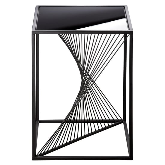 Nixa Glass Side Table Square With Metal Frame In Black
