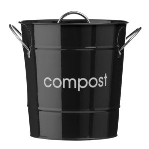 Newport Metal Compost Bathroom Bin In Black | Bed Sava