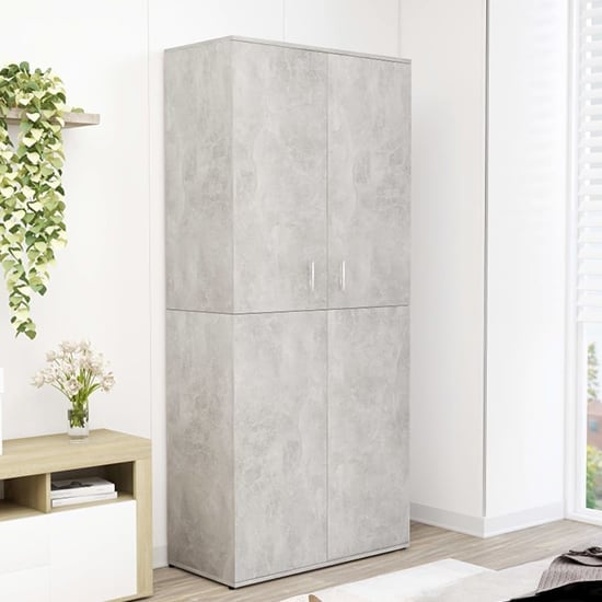 Newberry Shoe Storage Cabinet With 2 Doors In Concrete Effect