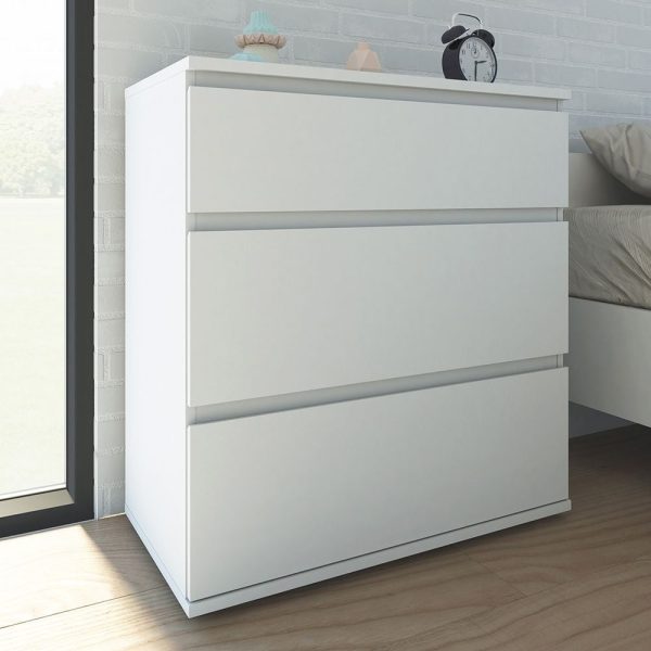 Naira Wooden Chest Of 3 Drawers In White | Bed Sava