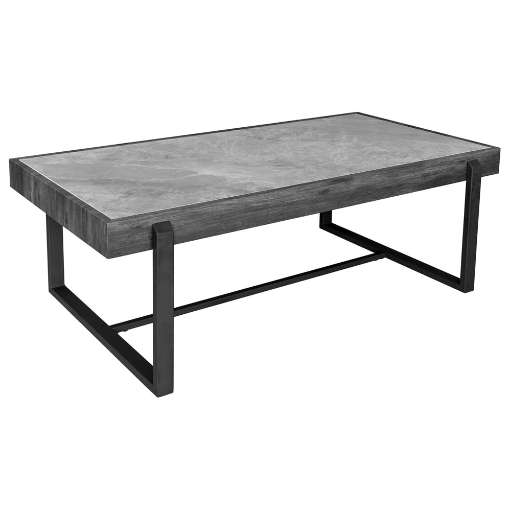 Norton Grey Sintered Stone Top Coffee Table With Black Frame