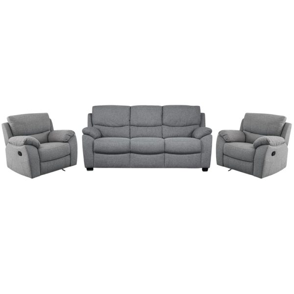 Norway Fabric Recliner 3+1+1 Seater Sofa Set In Grey | Bed Sava