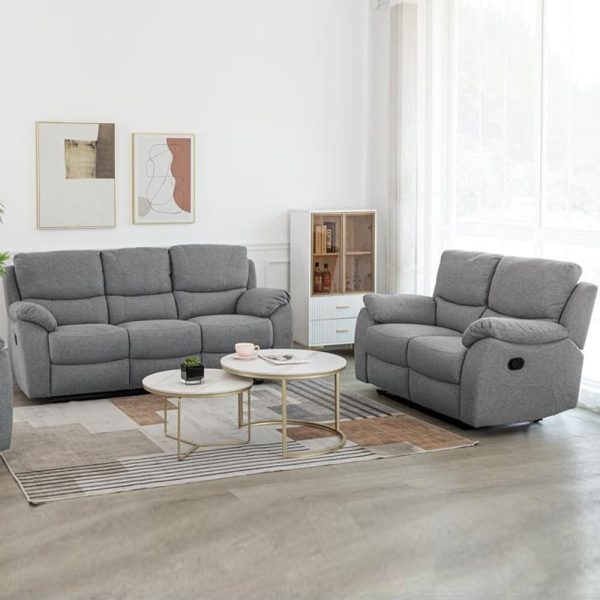 Norway Fabric Recliner 3+2 Seater Sofa Set In Grey | Bed Sava